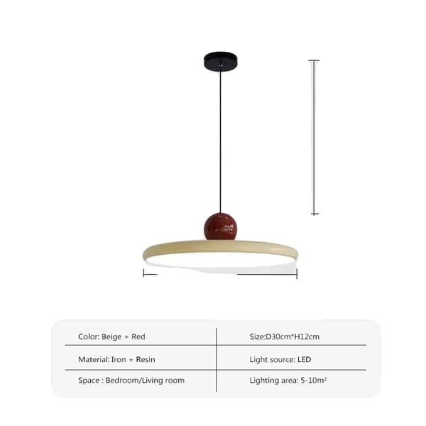 Pendellampe, 30 cm diameter, LED lyskilde,Varm hvid, 30 cm Beige Rød