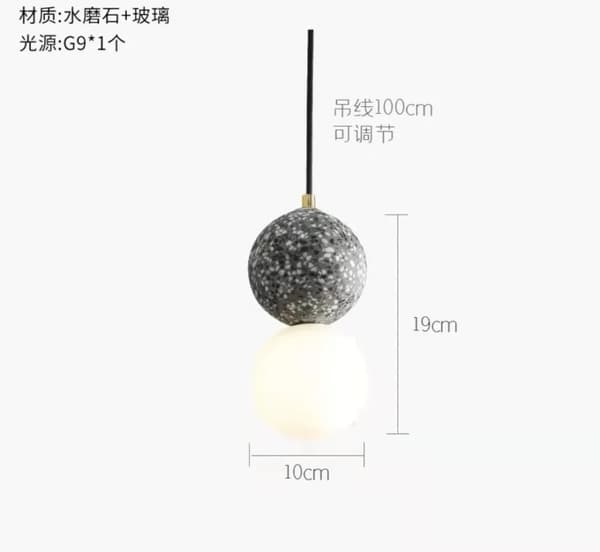 Moderne Pendellampe, Glasstenmateriale, Ledningsinstallation,Sand sort