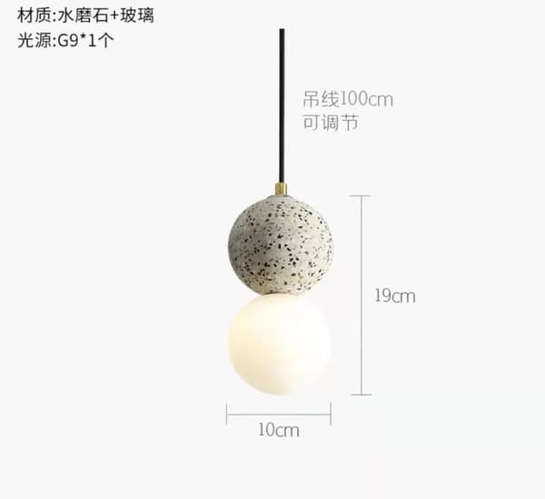 Modern taklampa, glasstenmaterial, installationskabel,Sandvit