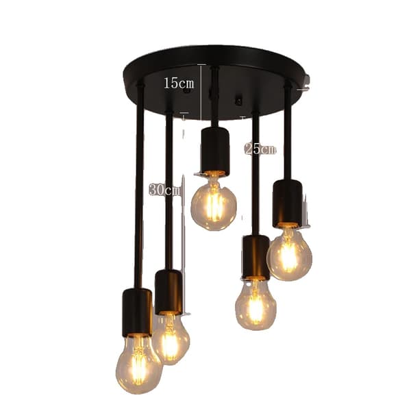 Loftlampe, Vintage Retro Stil, E27 Sokkel,Sort 5, Ingen lyskilde