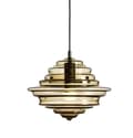 Miniatyrbild 1 av 2: Modern hängande kristallkrona, mjölkvit glas, konjaksglas,Varmt ljus, C Cognac glas