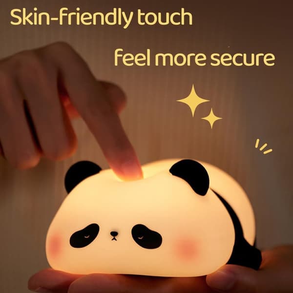 Söt Panda Nattlampa, Silikon Djurljus, Kawaii LED Squishy Dimbar Lampa, Uppladdningsbar Panda Nattlampa för sovrumsinredning