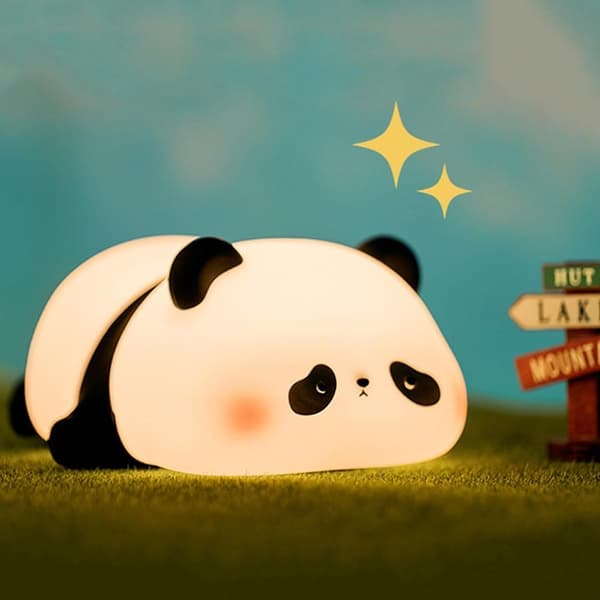 Söt Panda Nattlampa, Silikon Djurljus, Kawaii LED Squishy Dimbar Lampa, Uppladdningsbar Panda Nattlampa för sovrumsinredning