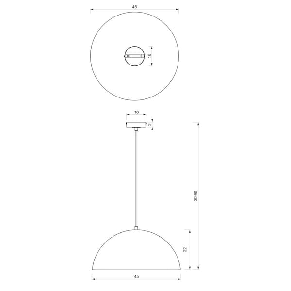 Hængelampe BETA SORT/GULD 1xE27 45cm