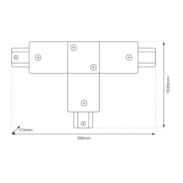 T Track Connector Sort 1-kredsløb