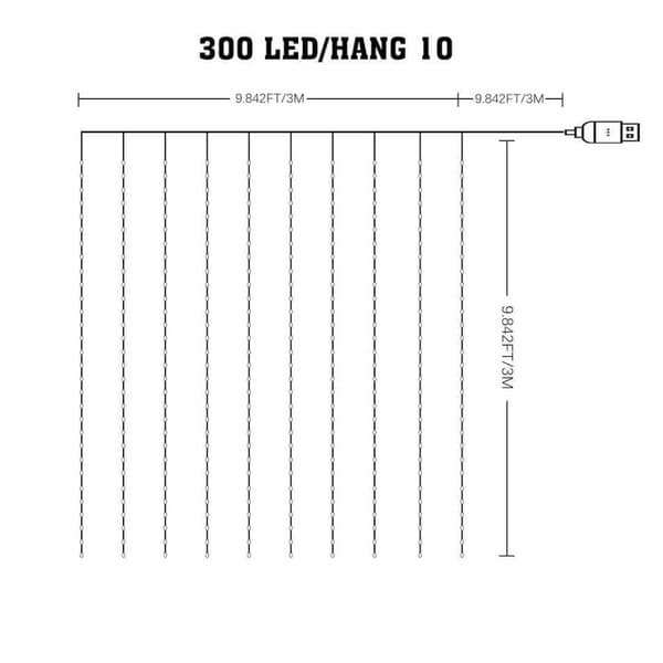 Wizard Kirppuverho 3*3m 300LED RGB