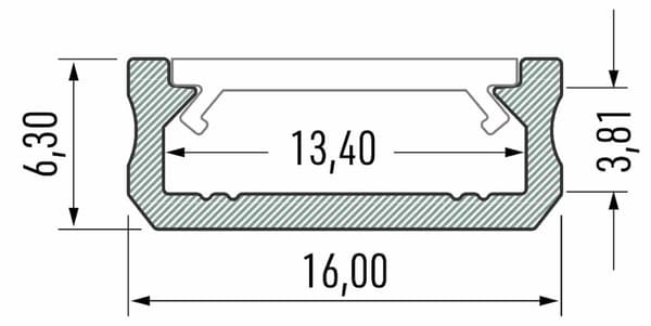 SILVER ALUMINIUM PROFIL TYP D 1m + MJÖLKSKÄRM