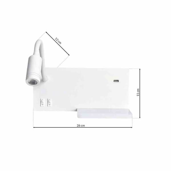 HYLLA VIT LED 4W+5W+2W vänster nattlampa med hylla