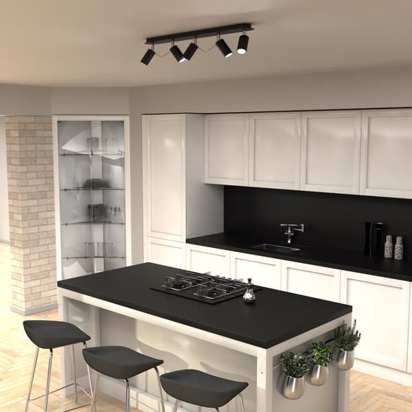 Kattovalaisin PRESTON BLACK/CHROME 5x mini GU10