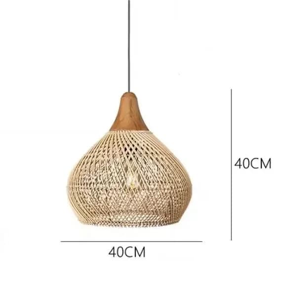 Vintage Boho Rattan Pendellampe, Moderne Stil, E27 Sokkel,Ingen pære, 40X40CM