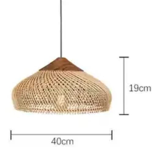 Vintage Boho Rattan Pendellampe, Moderne Stil, E27 Sokkel,Ingen pære, 40x19CM