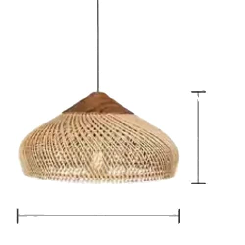 Vintage Boho Rattan Pendellampe, Moderne Stil, E27 Sokkel,Ingen pære, 40x19CM