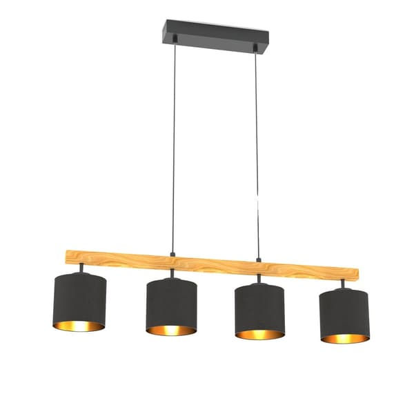 Moderne Pendellampe, Justerbar Højde, 4 Lyskilder,sort