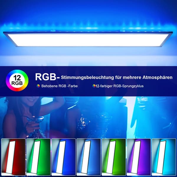 LED Panel Loftlampe, RGB Baggrundsbelysning, Dæmpbar Lysstyrke,40W, ændrebar, HVID
