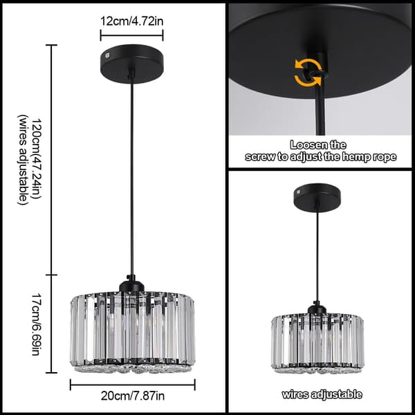 Modern taklampa, järn + kristallstruktur, täckning för 5-15 kvadratmeter,Svart 1
