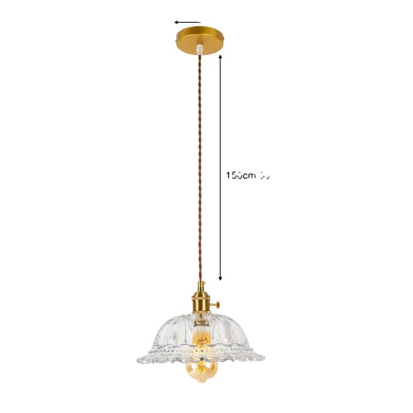 Industriel Vintage Pendellampe, Elegant Glasdesign, Justerbar Højde,Gul