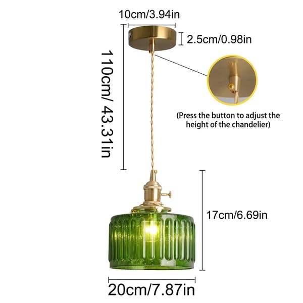 LED Pendellampe, Justerbar Højde, Energi Effektiv,Grøn