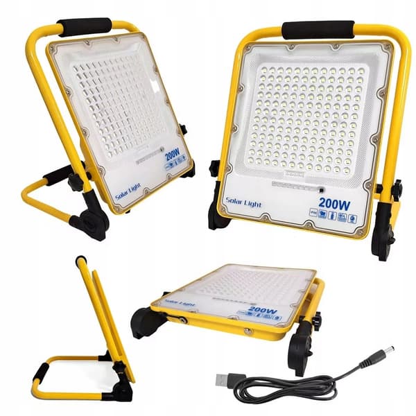 KANNETTAVA HALOGEENI-LED-VALO 200 W 230 V + USB-KAAPELI RAKENNUSVALO AKULLA