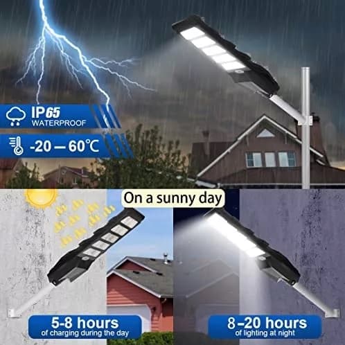 LED SOLAR GADE LAMPE UDENDØRS KRAFTFULD 1500W HAVELAMPE 900LED