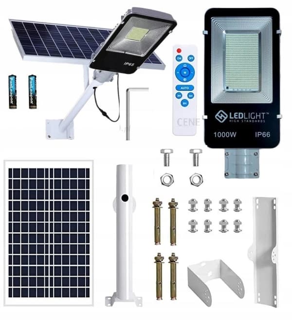 STOR LED SOLAR GADE LAMPE UDENDØRS KRAFTFULD 1000W LANTERNE SENSOR