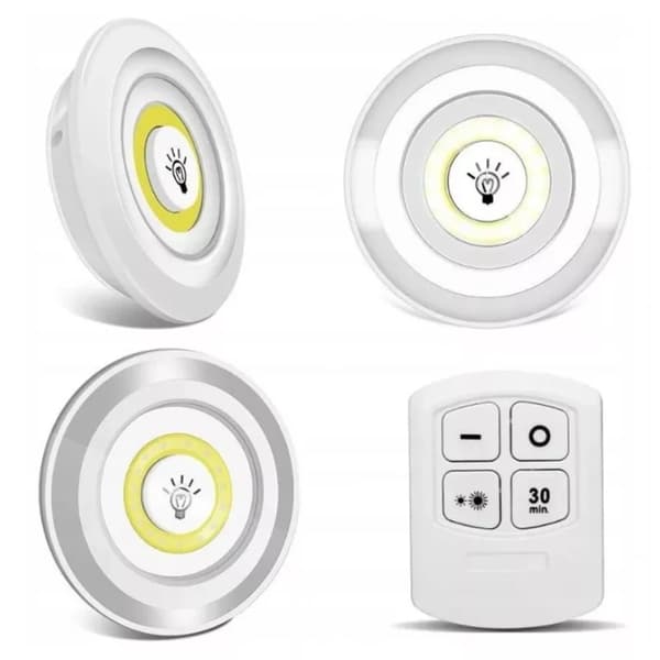 BATTERIDREVET LED-LAMPE TRÅDLØS + FJERNBETJENING SÆT MED 3