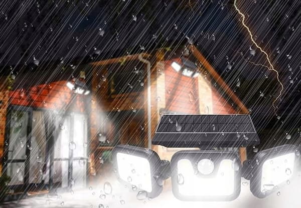 SOLKODIG TRÄDGÅRDSLAMPA MED SEPARATA PANELSENSORER KRAFTFULL 200W