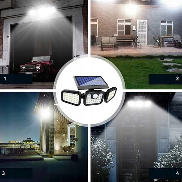 SOLKODIG TRÄDGÅRDSLAMPA MED SEPARATA PANELSENSORER KRAFTFULL 200W