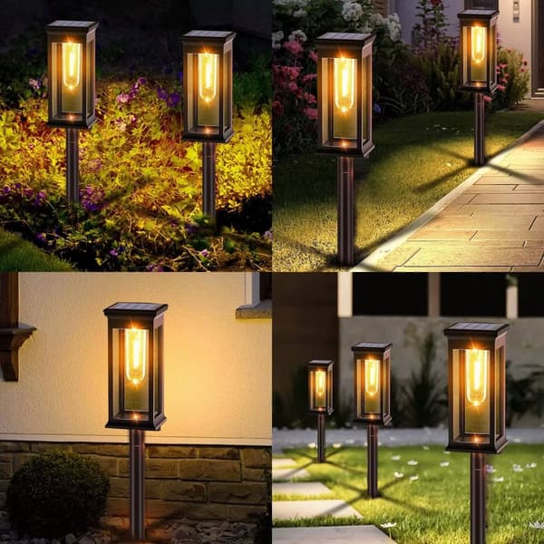 Solcellsdrivna trädgårdslampor med insticksfunktion, solcellsdriven LED-belysning, 2 delar