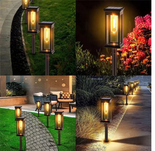 Solcellsdrivna trädgårdslampor med insticksfunktion, solcellsdriven LED-belysning, 2 delar