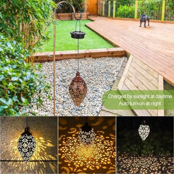 TRÄDGÅRDSLAMPA LYKTA VÄGGLAMPA SOLCELLPENDEL EK LAMPA VARM FÄRG