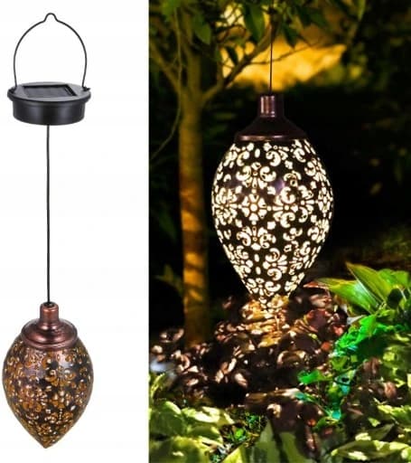 TRÄDGÅRDSLAMPA LYKTA VÄGGLAMPA SOLCELLPENDEL EK LAMPA VARM FÄRG