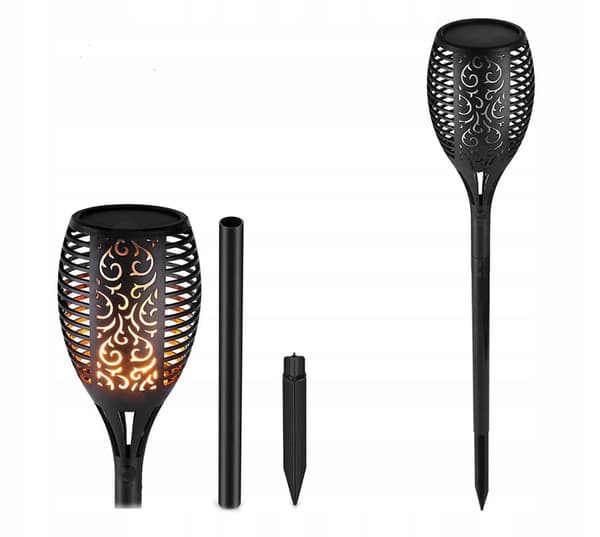 SOLFÄCKLING XL 50 CM TRÄDGÅRDSLAMPOR MED FLAMMEFFEKT 12 LED