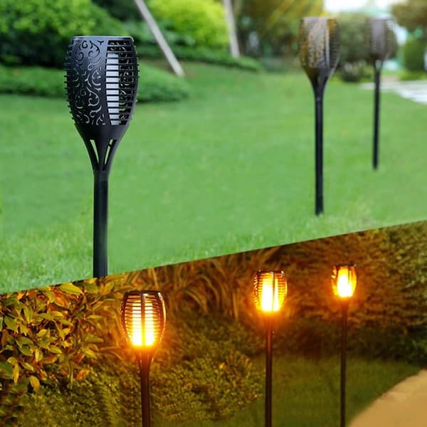 SOLFÄCKLING XL 50 CM TRÄDGÅRDSLAMPOR MED FLAMMEFFEKT 12 LED