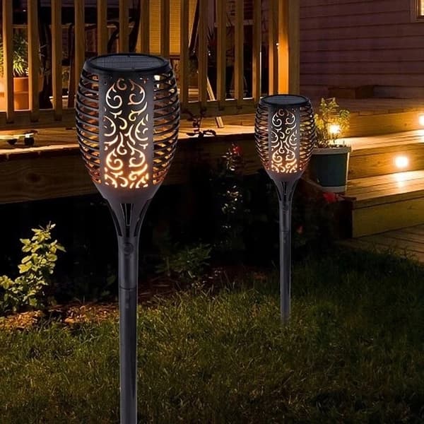 SOLFÄCKLING XL 50 CM TRÄDGÅRDSLAMPOR MED FLAMMEFFEKT 12 LED