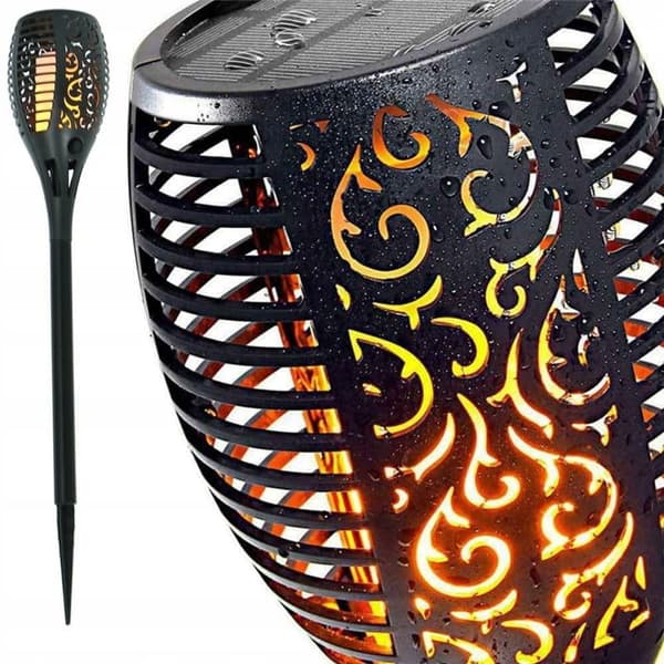 SOLFÄCKLING XL 50 CM TRÄDGÅRDSLAMPOR MED FLAMMEFFEKT 12 LED