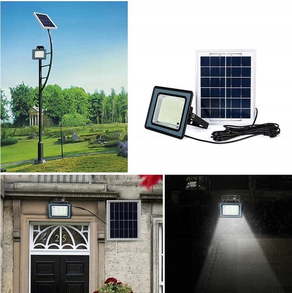 AURINKOHALOGEENI HÄMÄRÄTUNNISTIMELLÄ 200 W:N lamppu 619 LED 10 Ah alumiini