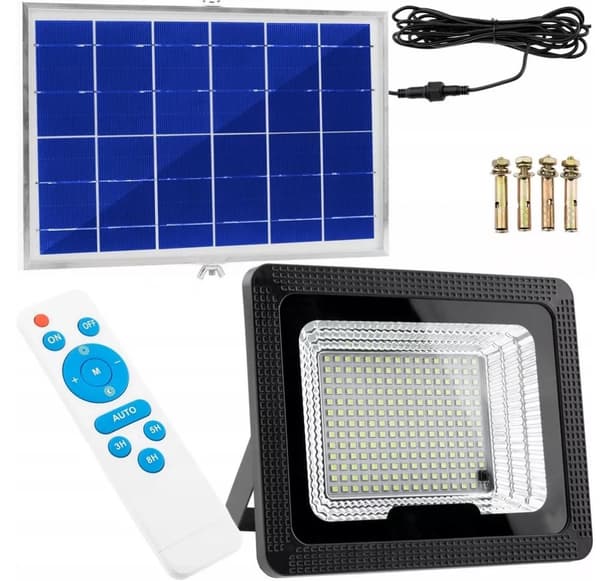 SOLHALOGEN MED SKUMØRINGSSENSOR 100W lampe 303 LED 5Ah aluminium