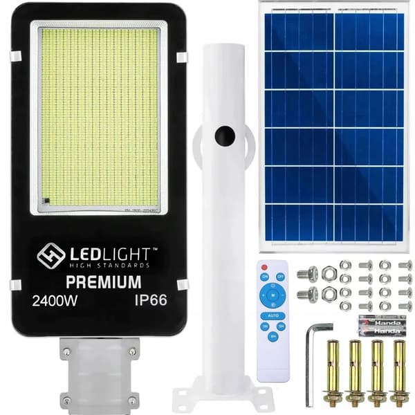 TRÄDGÅRDSLYKTA SOLKOPPLAMPA FÖR STOLPE KRAFTFULL 2400W GATUPANEL 480 LED