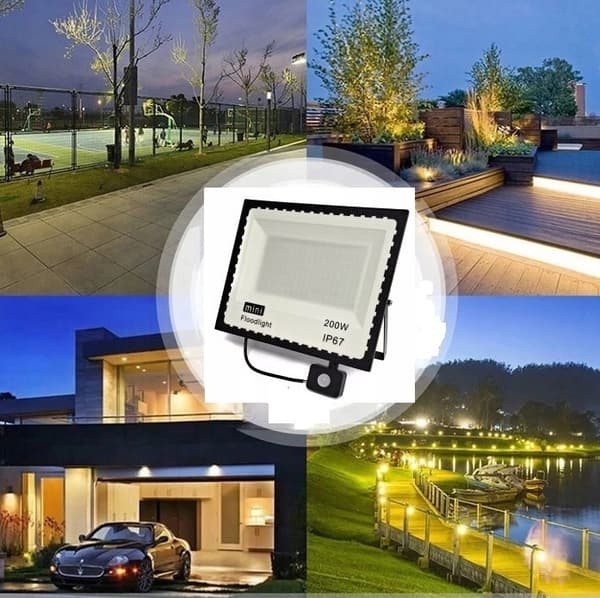 200W LED HALOGENLAMPE MED JUSTERBAR BEVÆGELSES- OG SKUMØRINGSSENSOR IP65