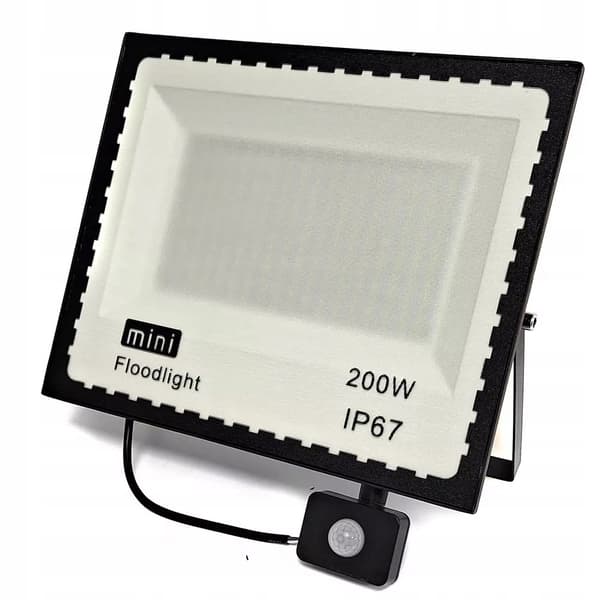 200W LED HALOGENLAMPE MED JUSTERBAR BEVÆGELSES- OG SKUMØRINGSSENSOR IP65