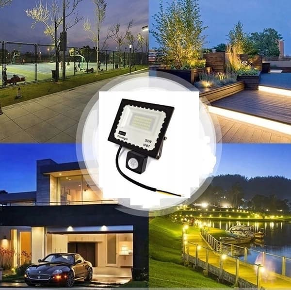 LED-UTOMHUSLAMPA MED RÖRELSE- OCH SKYMNINGSSENSOR 30W KRAFTFULL