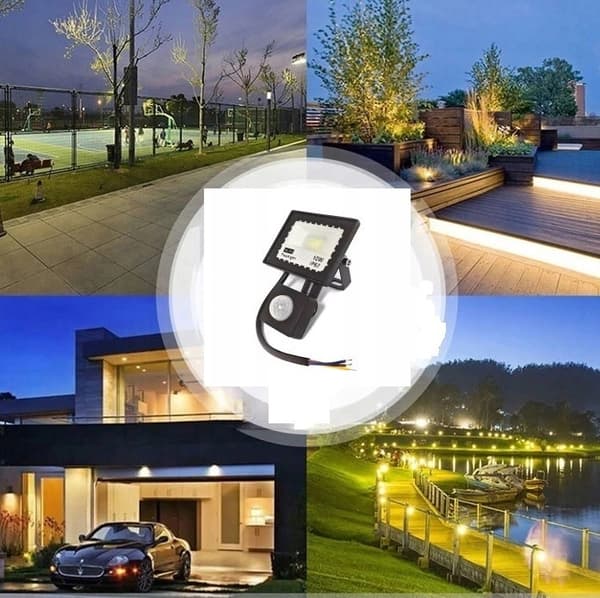 LED-LAMPA MED RÖRELSESENSOR 10W HALOGEN FASADSTRÅDLJUS