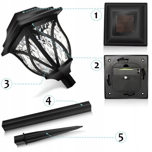 LED-lyhdyt, rei'itetyt lamput, lattiavalaisin, puutarhavalaistus, 6 kpl:n setti, 43 cm