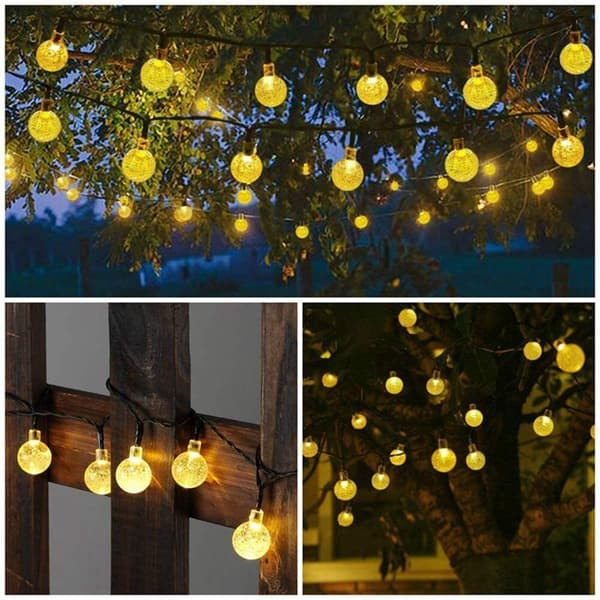 Solcelledrevet haveguirlande 30x LED dekorative kugler 6,35m 3000K varm 30LED