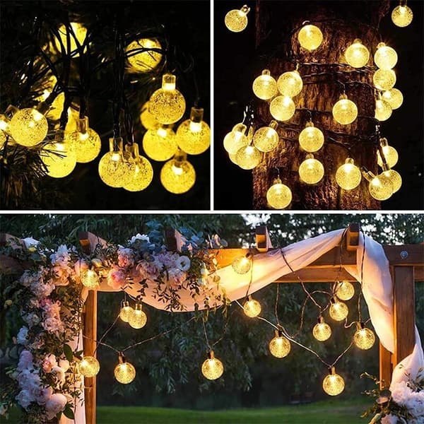 Solcelledrevet haveguirlande 30x LED dekorative kugler 6,35m 3000K varm 30LED
