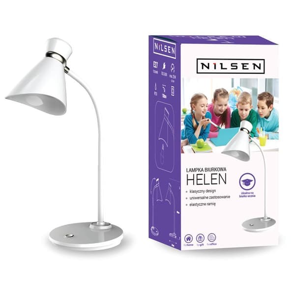 Nilsen E27 HELEN Skrivebordslampe Hvid E27