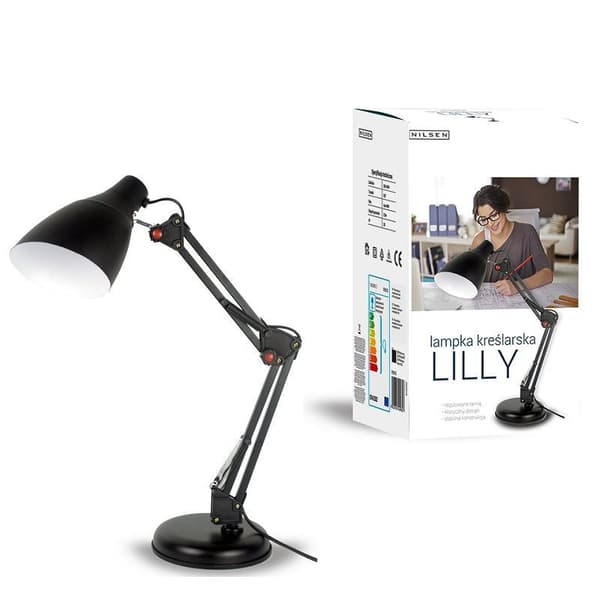 TEGNINGSSKRIFTSLAMPE E27 LILLY SORT NILSEN