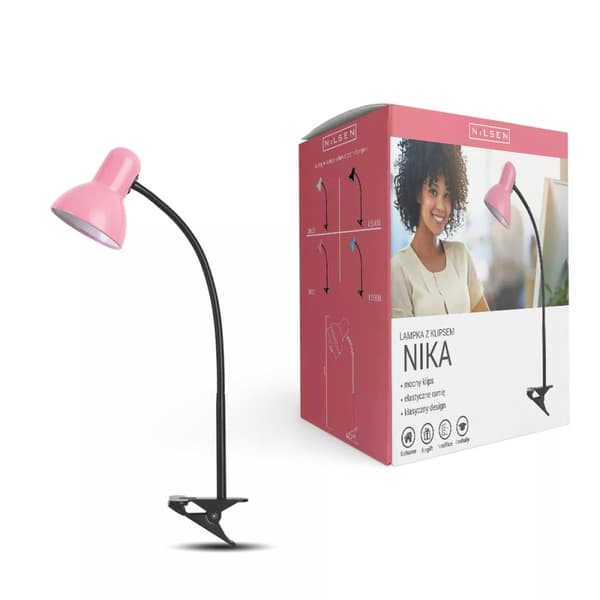 Nika skrivebordslampe E27 med klemme pink