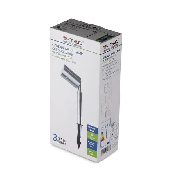 Marklampa V-TAC VT-770 230V IP65 GU10 (SKU 7518) Silver