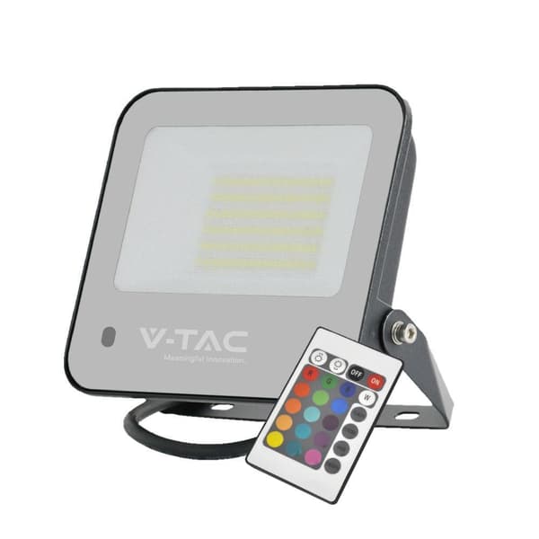 LED-projektor V-TAC 50W sort IP65 fjernbetjening VT-44053 RGB+6500K 4000lm